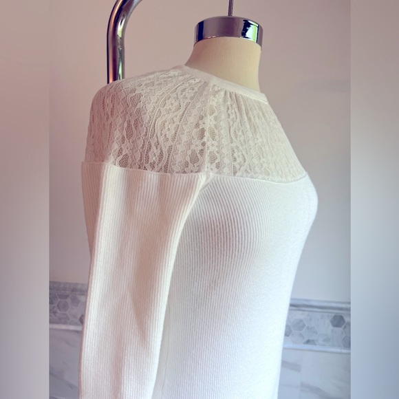 Express Lace Yock Ivory Midi Sweater Dress Sz M - Picture 6 of 10